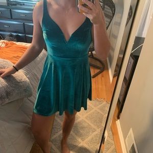 Green satin dress from Urban Outfitters